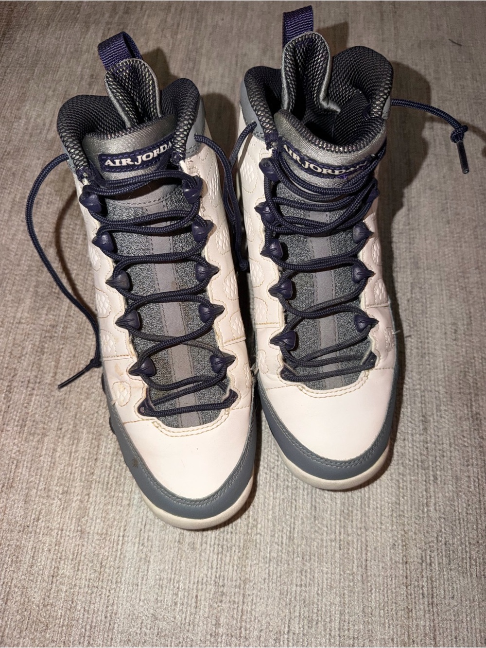 Jordan Kids Cream and Gray High-Top Sneakers